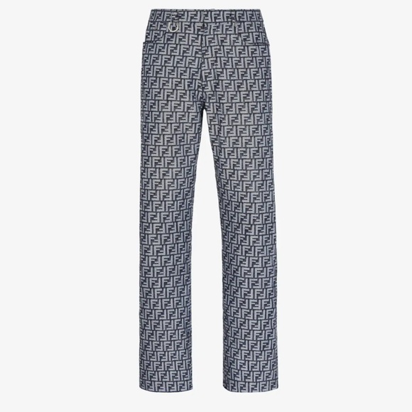 FENDI NWT BLUE FF MONOGRAM LOGO PANTS DENIM JEANS 32x34 - Picture 1 of 6